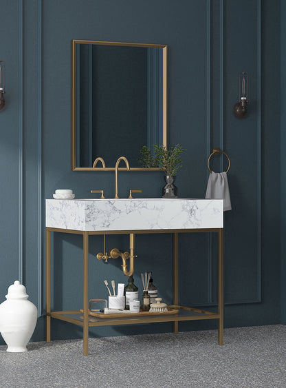 Marmo - Engineered Marble Bathroom Vanity With Gold Base