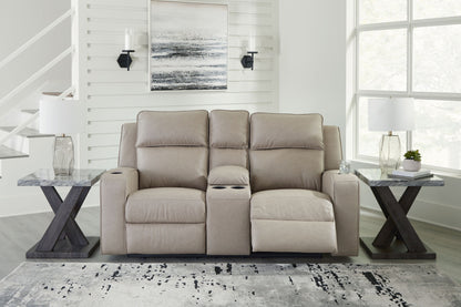 Lavenhorne - Dbl Rec Loveseat W/Console - Pebble
