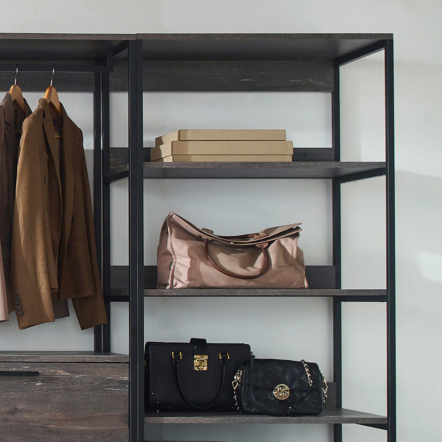 Monica - Walk-In Closet System, Extra Storage Space - Rustic