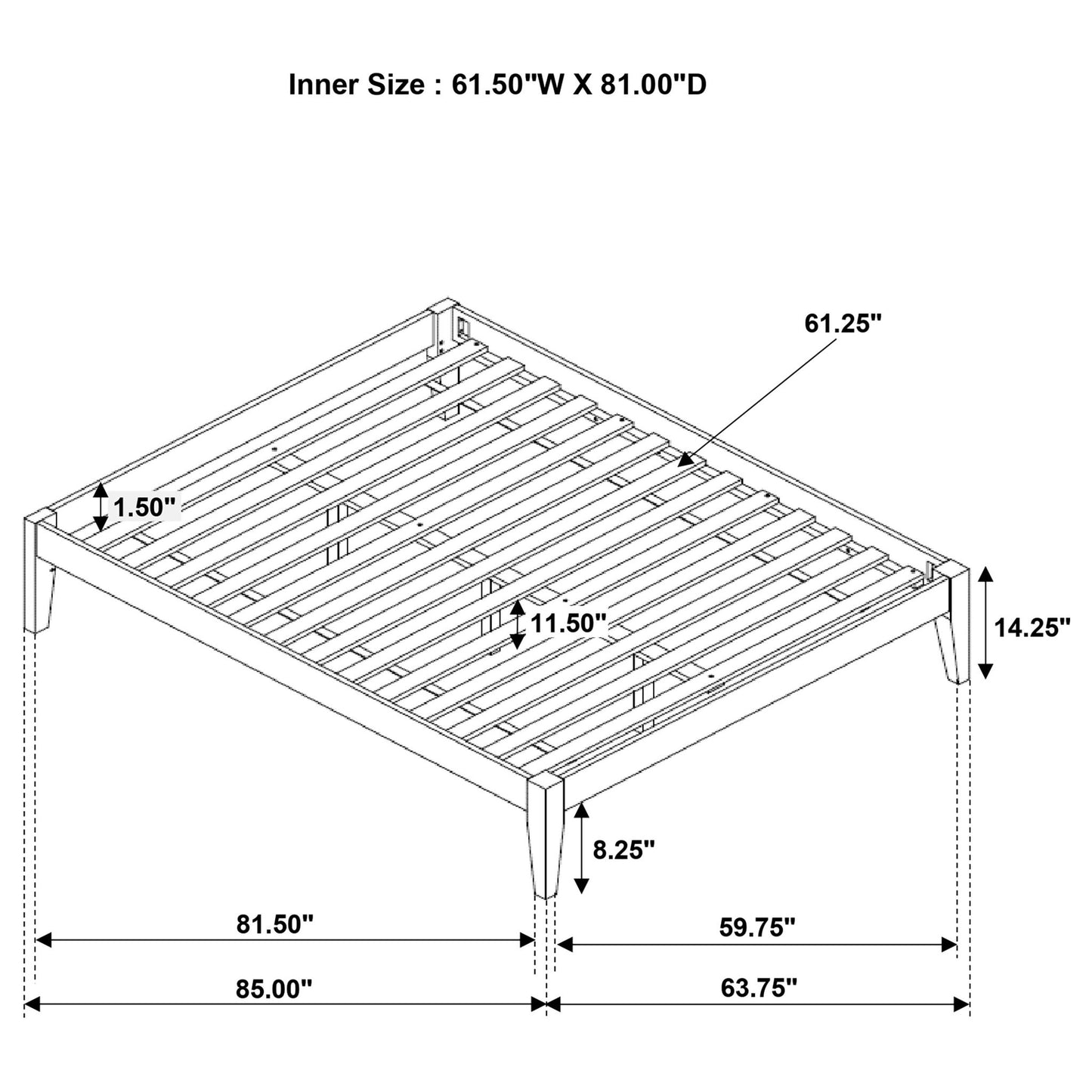 Platform Bed With Tapered Legs