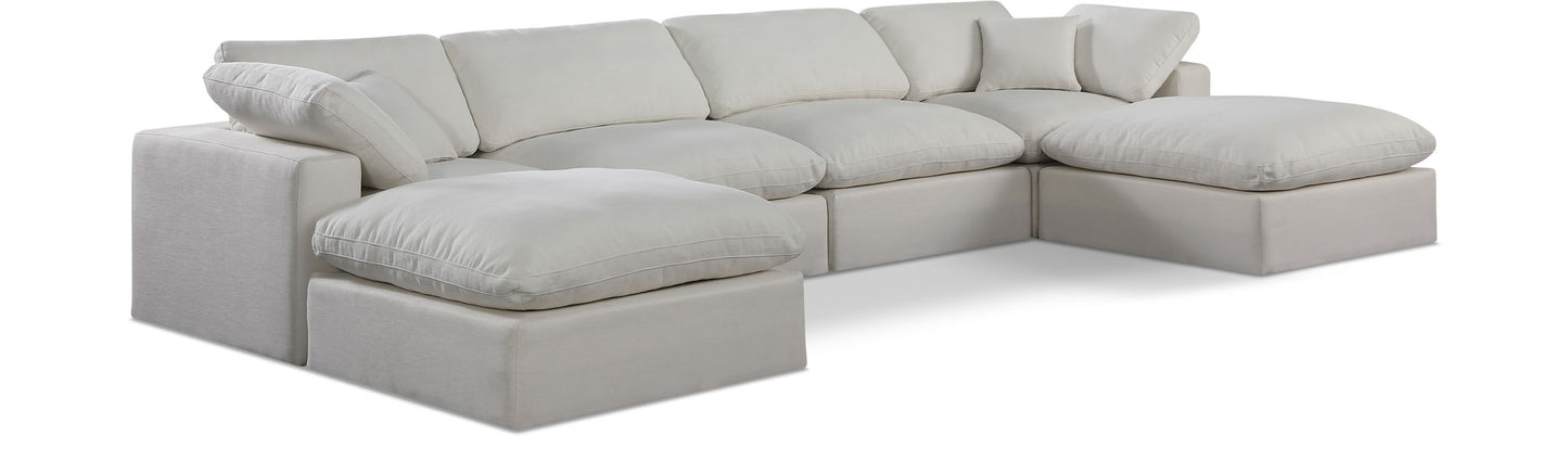 Comfy - 6 Piece Linen Modular Double Chaise Sectional