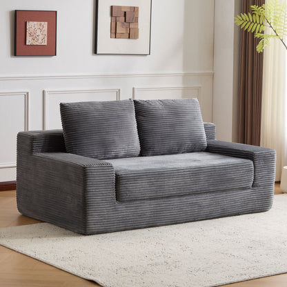 Comfortable Deep Seat Loveseat Sofa Bed, Reversible Cushion With Pillows