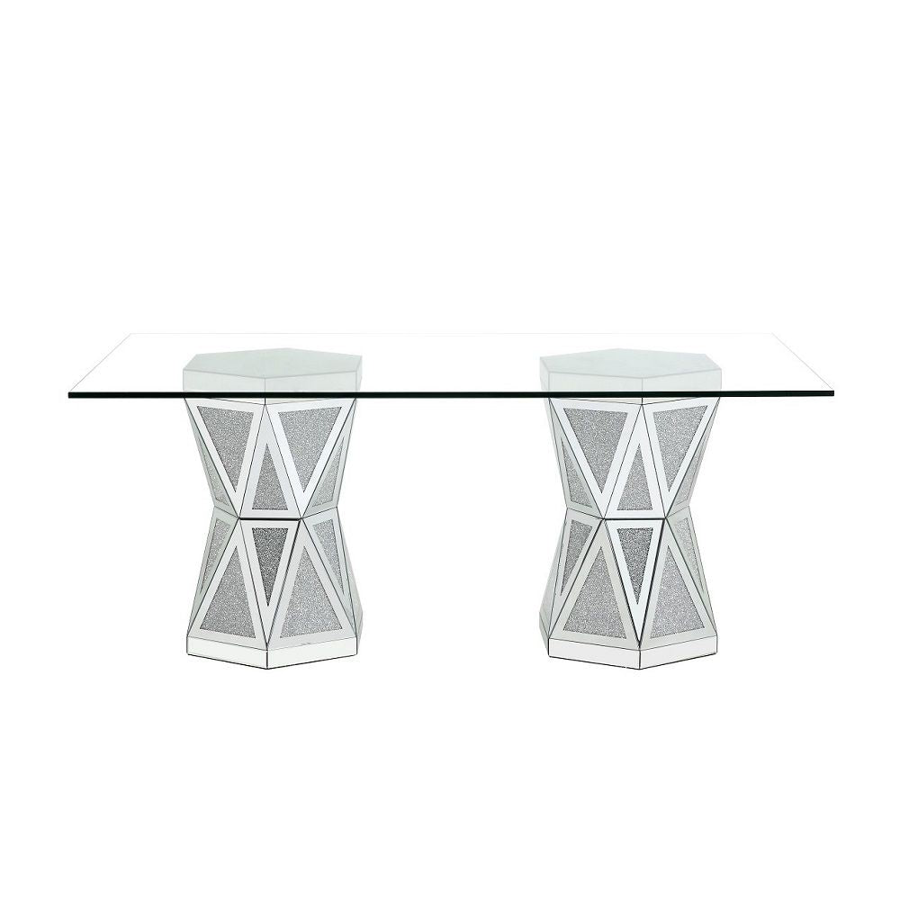 Noralie - 71" X 39" Dining Table - Mirrored & Faux Diamonds