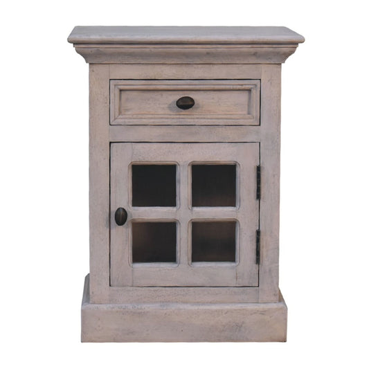Glazed Bedside Table - Stone White