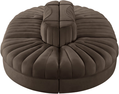 Rummi - Oval Velvet Performance Fabric Upholstered 6 Piece Modular Sectional