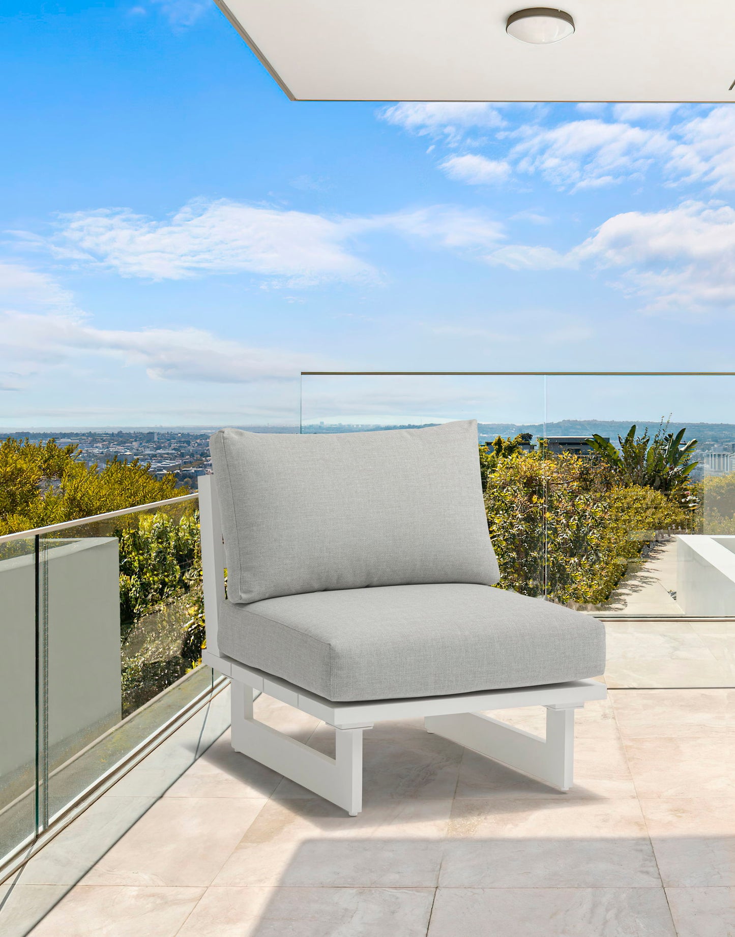 Maldives - Water Resistant Outdoor Patio Armless Chair With White Frame