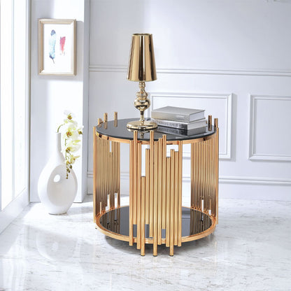 Tanquin - End Table - Black Glass & Gold