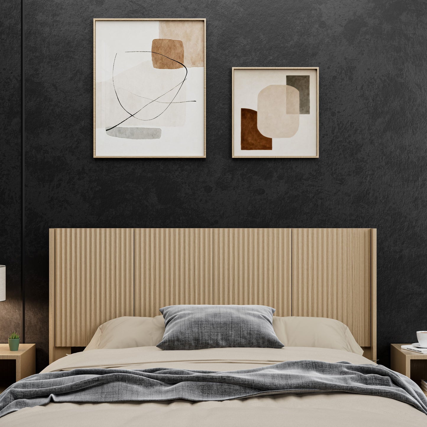 Modern Wide Wall Mounted Fluted Panel Headboard