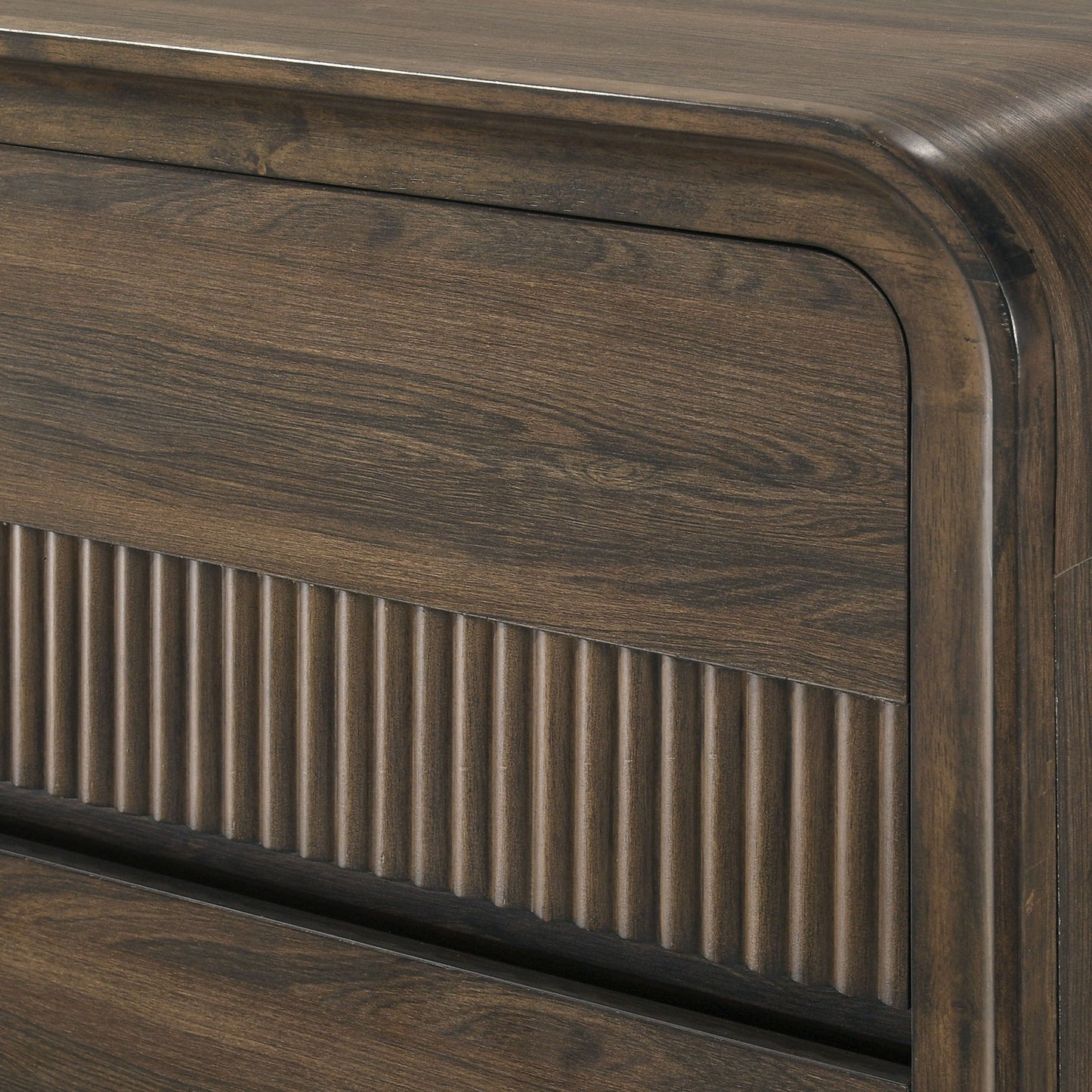 Flair Rounded Edges 1 Piece Chest, 5 Drawer Storage Bedroom Furniture - Brown