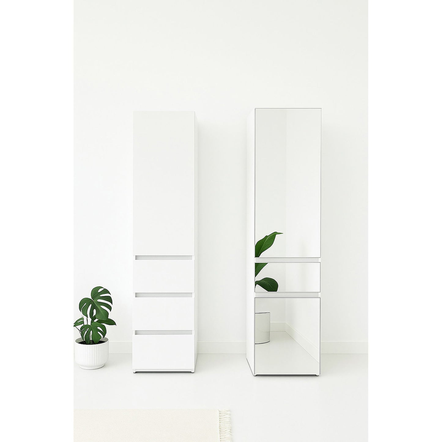 Elise - Modular Closet System With Mirror, Customizable Storage Solution - White