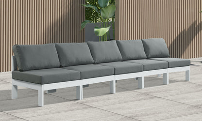 Nizuc - Outdoor Patio 5 Seat Modular Armless Sofa With White Frame