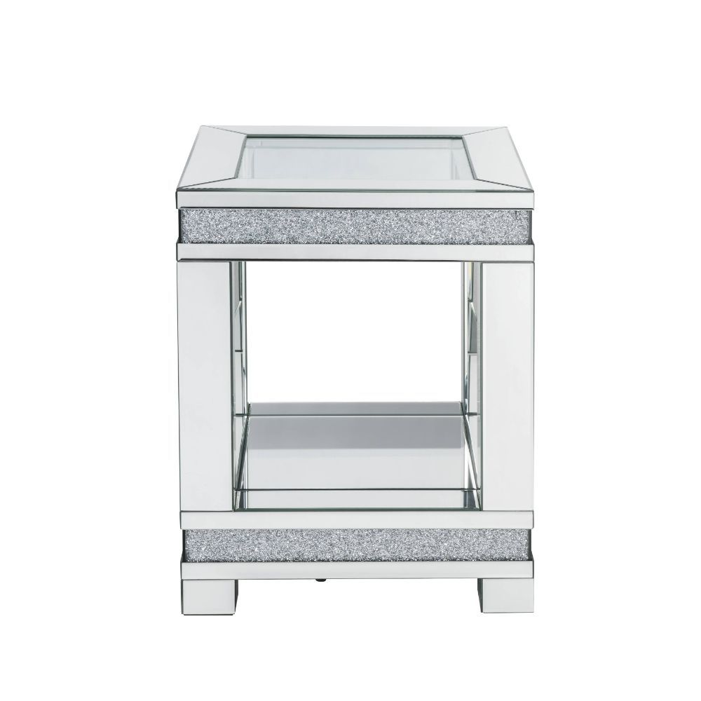 Noralie - 20" Square End Table - Mirrored & Faux Diamonds