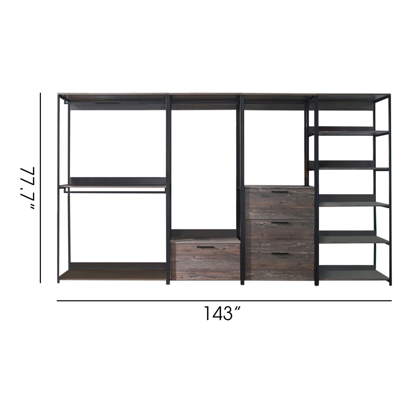 Monica - Walk-In Closet System, Extra Storage Space - Rustic