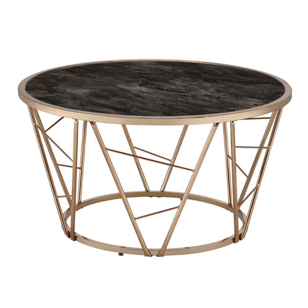 Cicatrix - Coffee Table - Engineering Stone Glass Top & Champagne