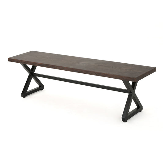 Modern Aluminum Outdoor Dining Bench With X Base