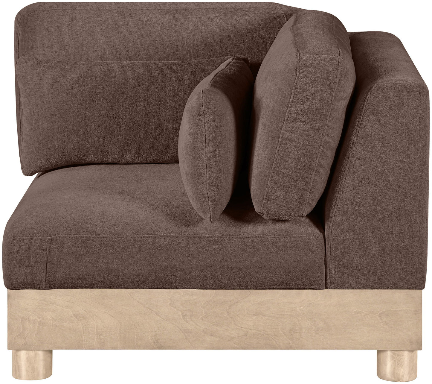 Turin - Chenille Fabric Upholstered Modular Corner Chair - Natural Base