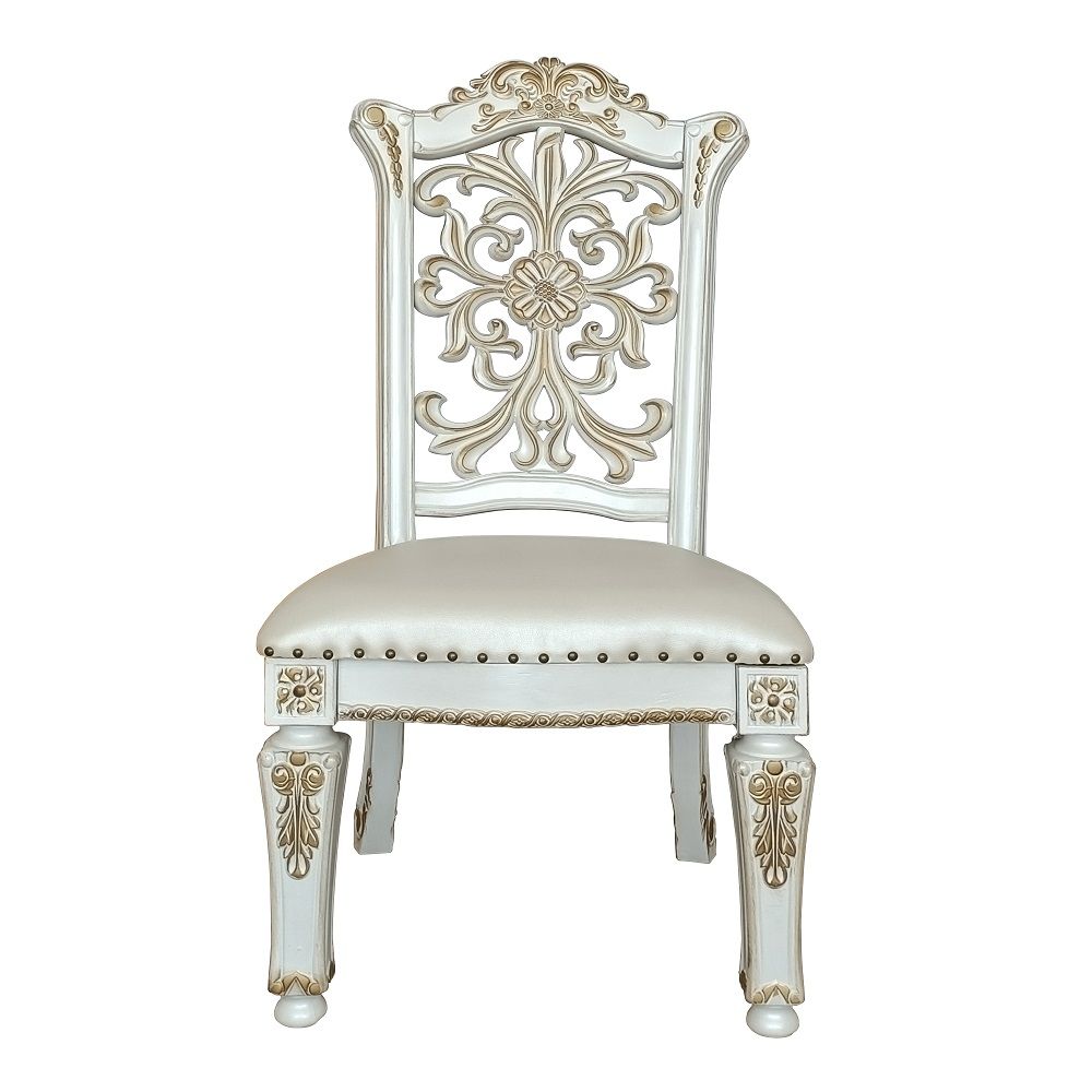 Vendome - 48" Side Chair (Set of 2) - Synthetic Leather & Antique Pearl