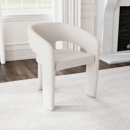 Cedral - Upholstered Dining Side Chair With 3 Legged Design - Cream
