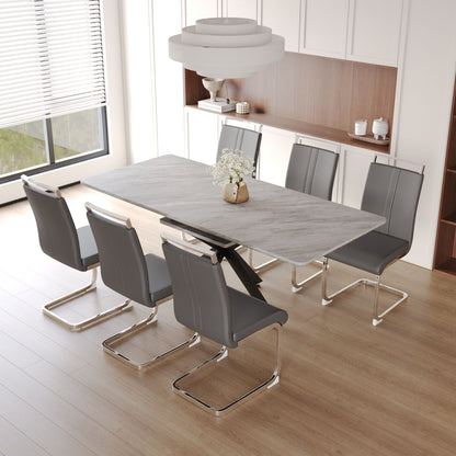 Modern Extendable Dining Table Set With Soft Padded Armless Chairs