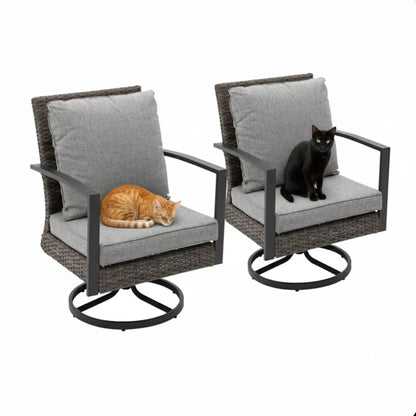 Swivel Rocker Patio Chairs With Cushions, All Weather (Set of 2) - Gray