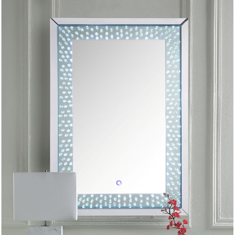 Nysa - 47" Accent Mirror With LED - Mirrored & Faux Crystals