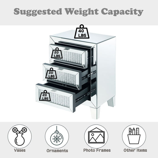 Noralie - 26" Accent Table - Mirrored & Faux Diamonds