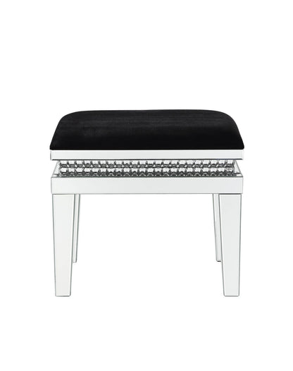 Lotus - Vanity Stool - Mirrored, Faux Ice Cube Crystals