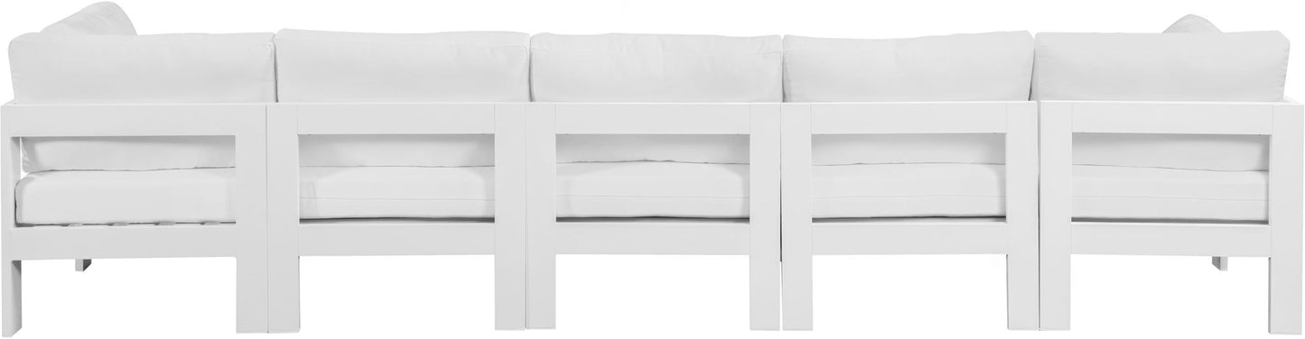 Nizuc - Outdoor Patio 5 Seat Modular Sofa With White Frame