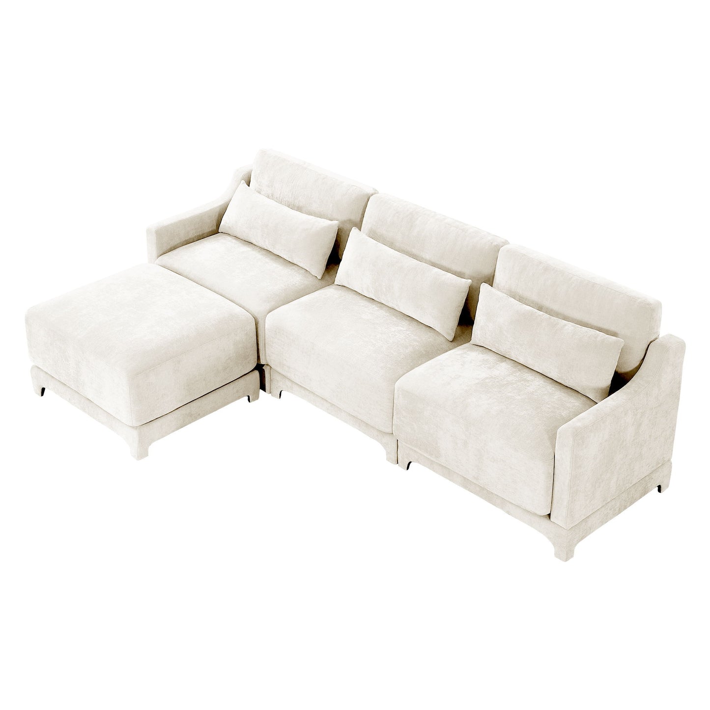 Stylish Sofa With Ottoman And Lumbar Pillows, Ergonomic Design