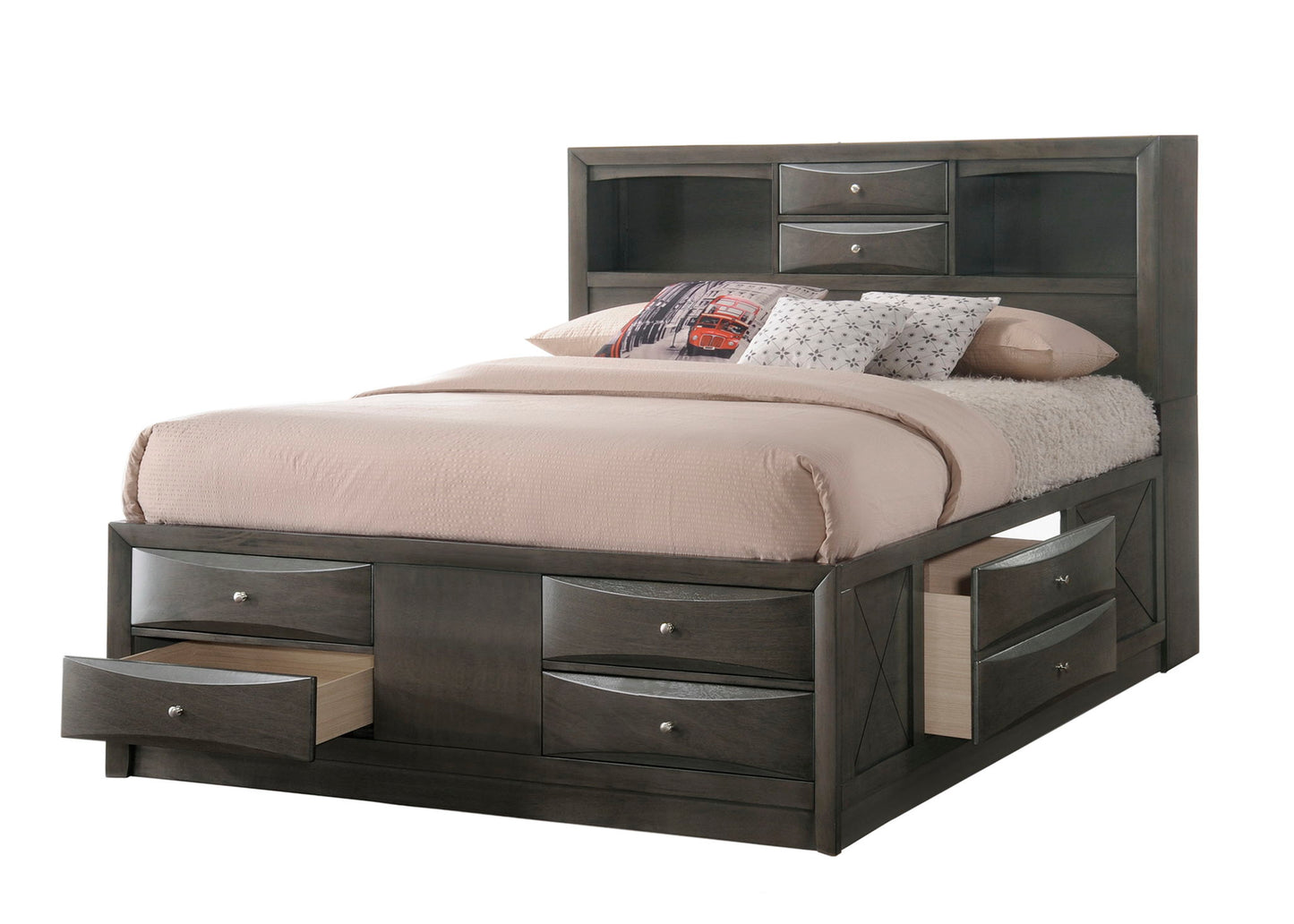 Emily - King 4 Piece Bedroom Set - Gray