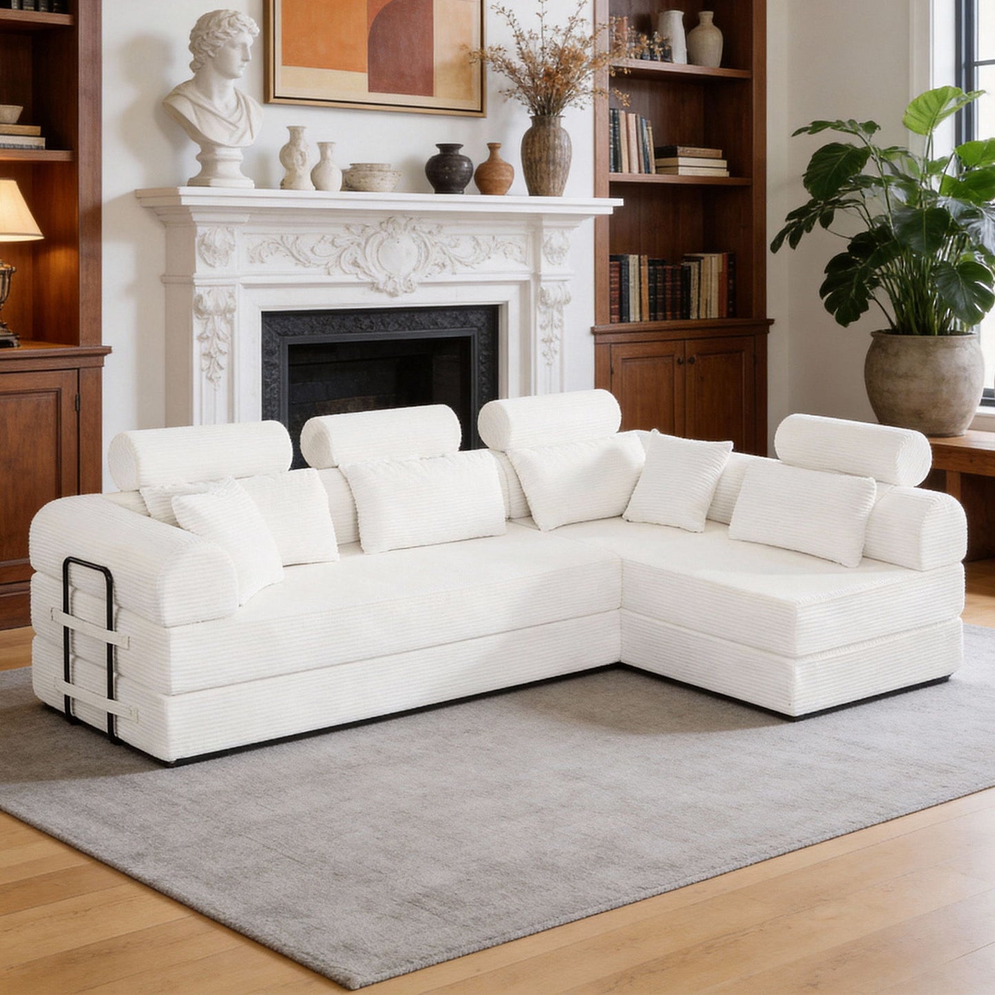 Modern L-Shape Modular Sectional Sofa, Compressed Design