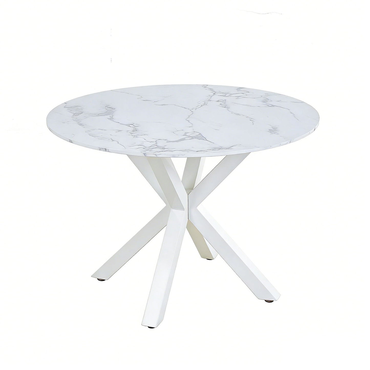 Cross Leg Dining Table With Round Top, For 4 - 6 People - White