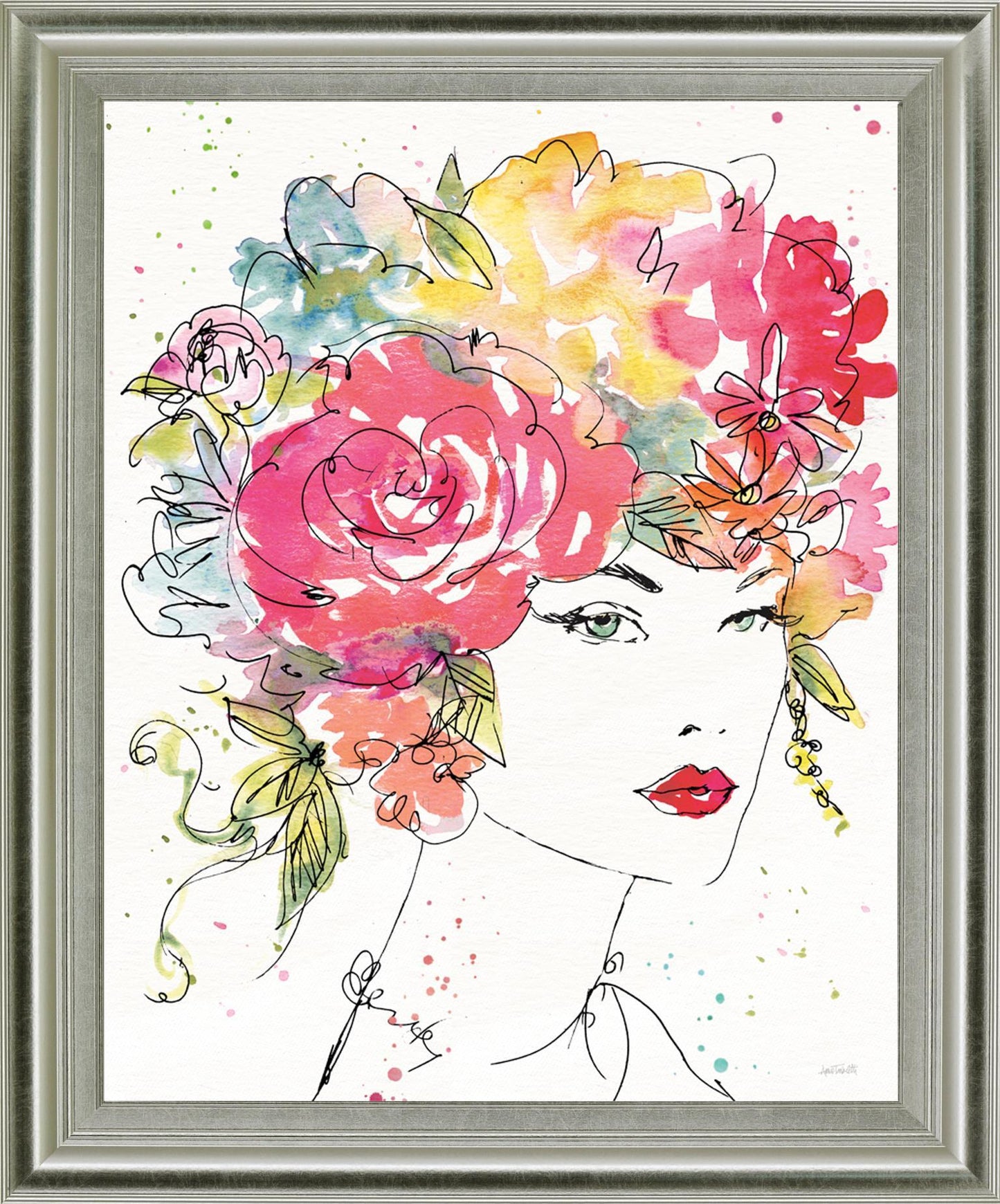 Whimsical Bloom Portrait - 28" x 34" Framed Wall Art