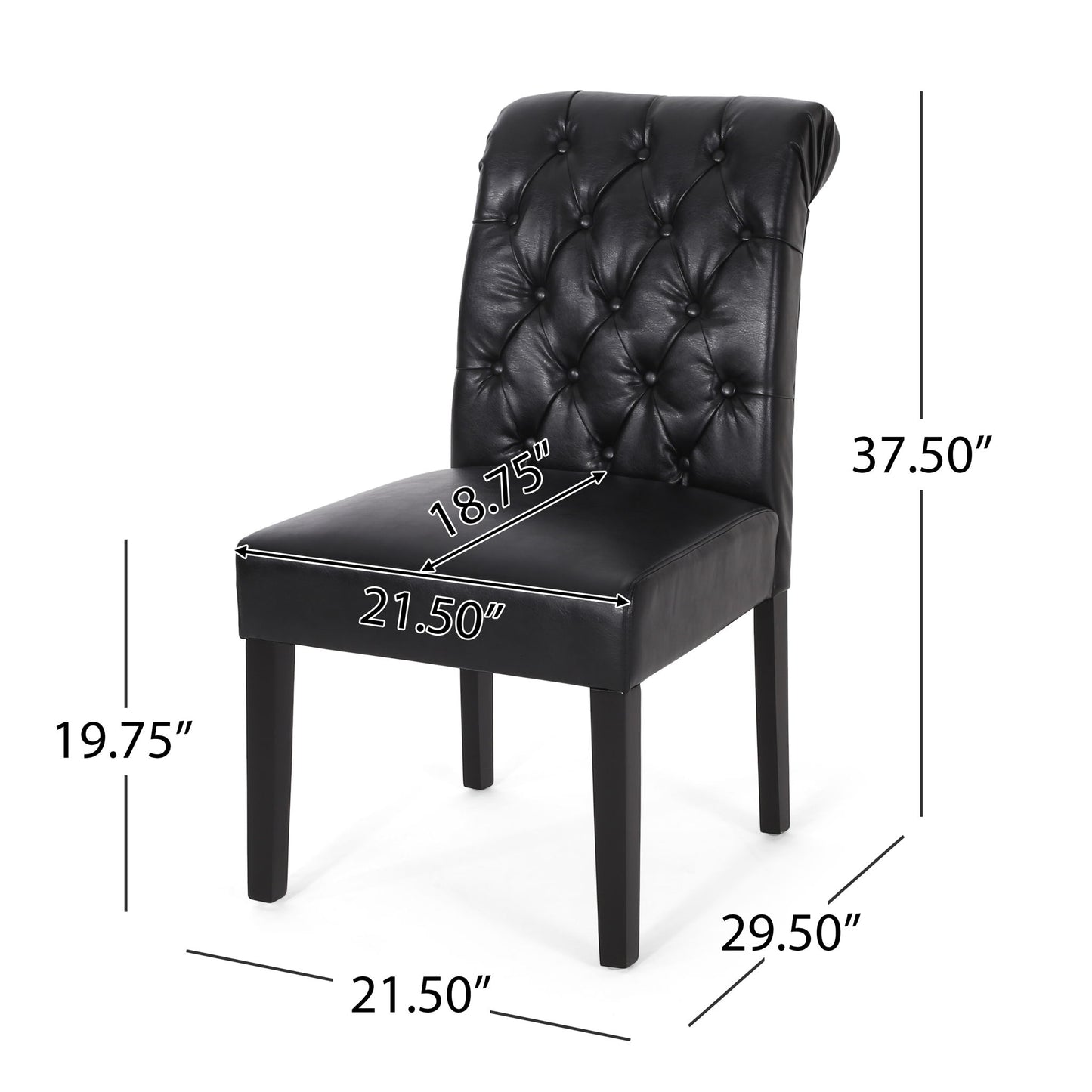 Broxton - Tuft Dining Rolltop Chairs With Button Tufted Backrest (Set of 2)