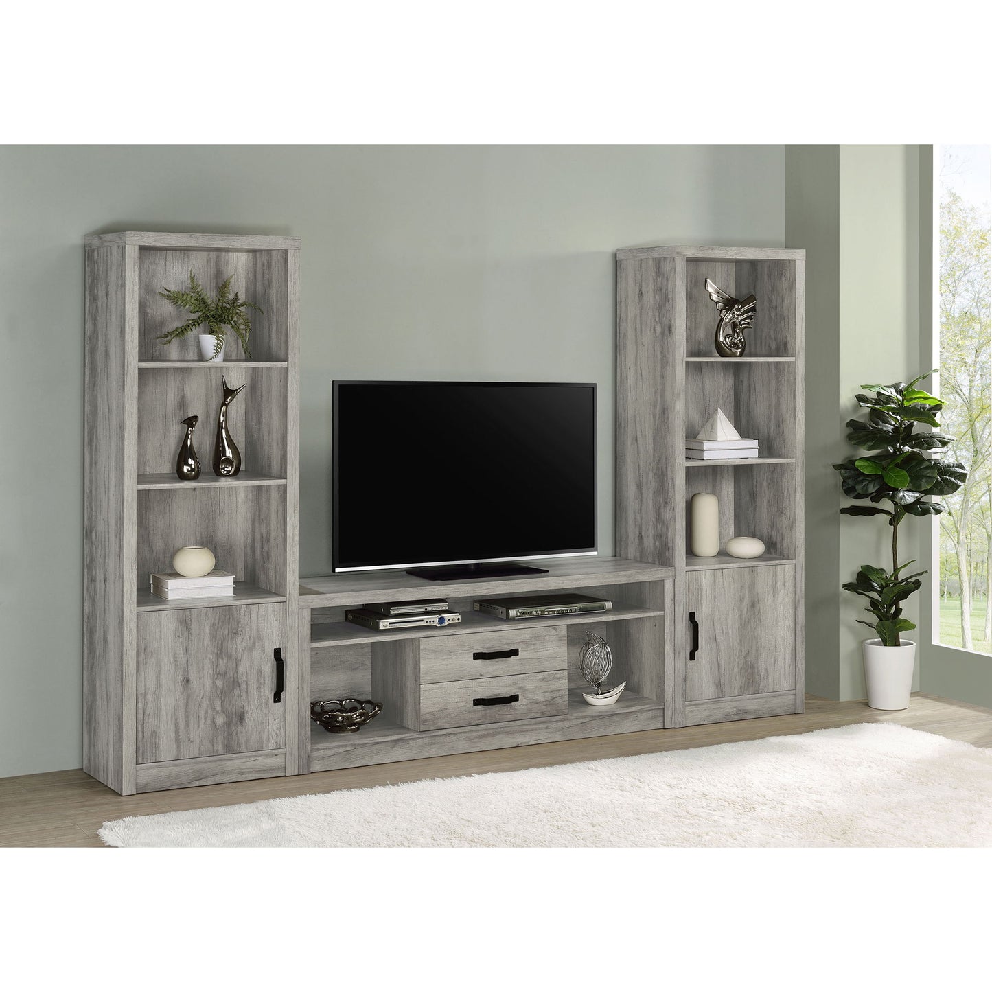 Conifer - 3 Piece TV Entertainment Center With Storage - Gray