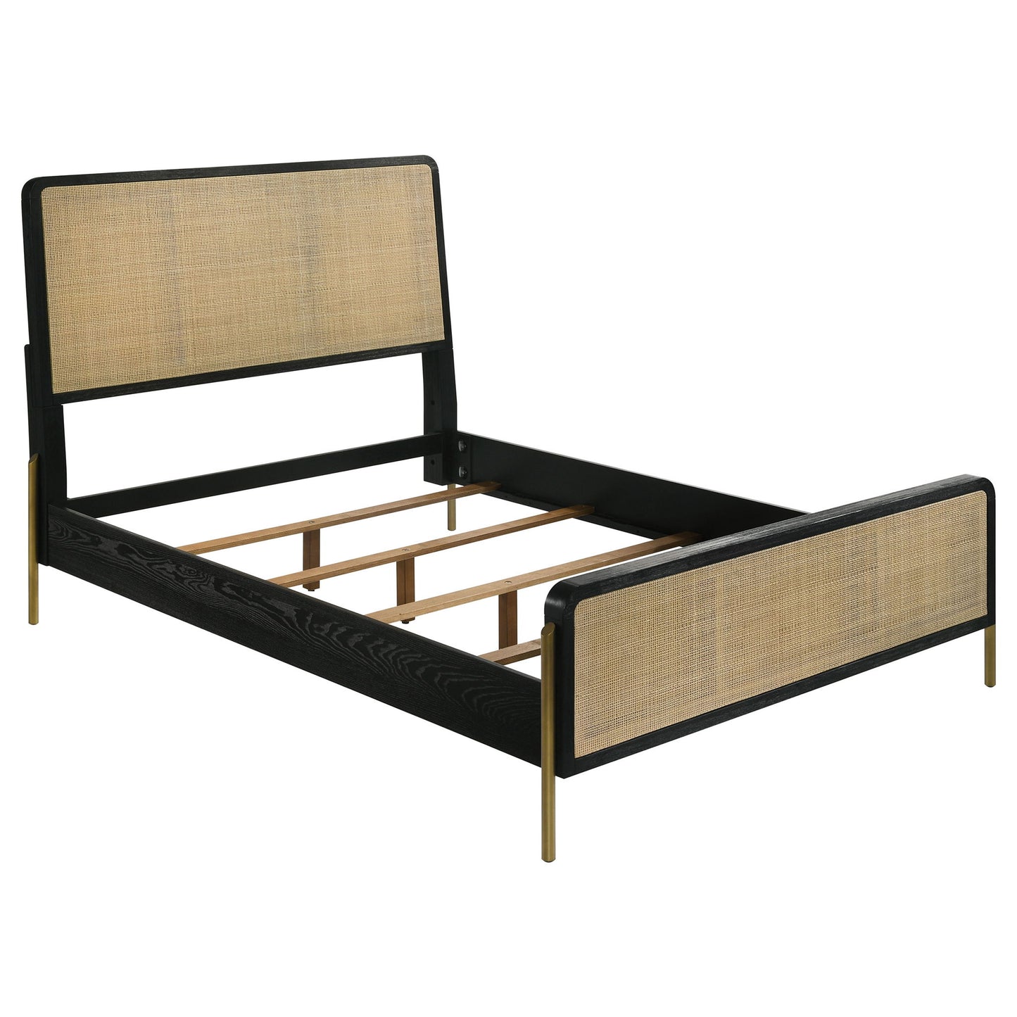 Anser - 5 Piece Eastern King Bedroom Set - Black / Natural