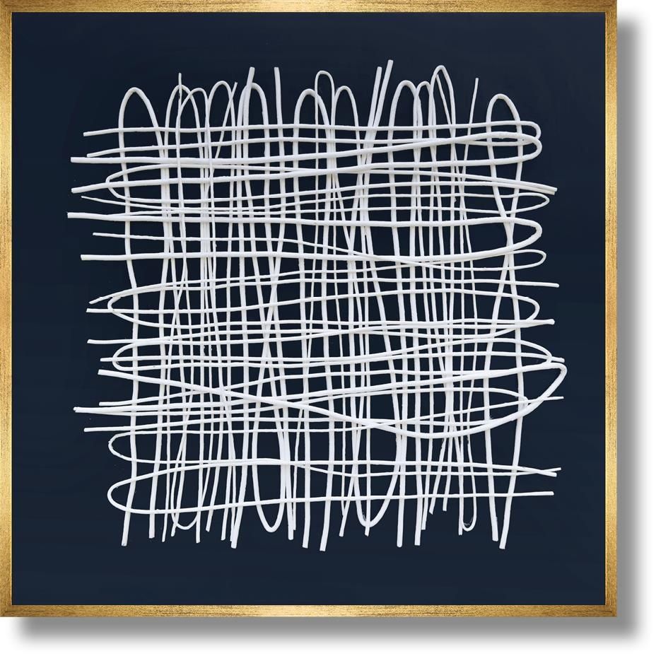 Ivory Tangle Lattice - 39" x 39" Framed Wall Art