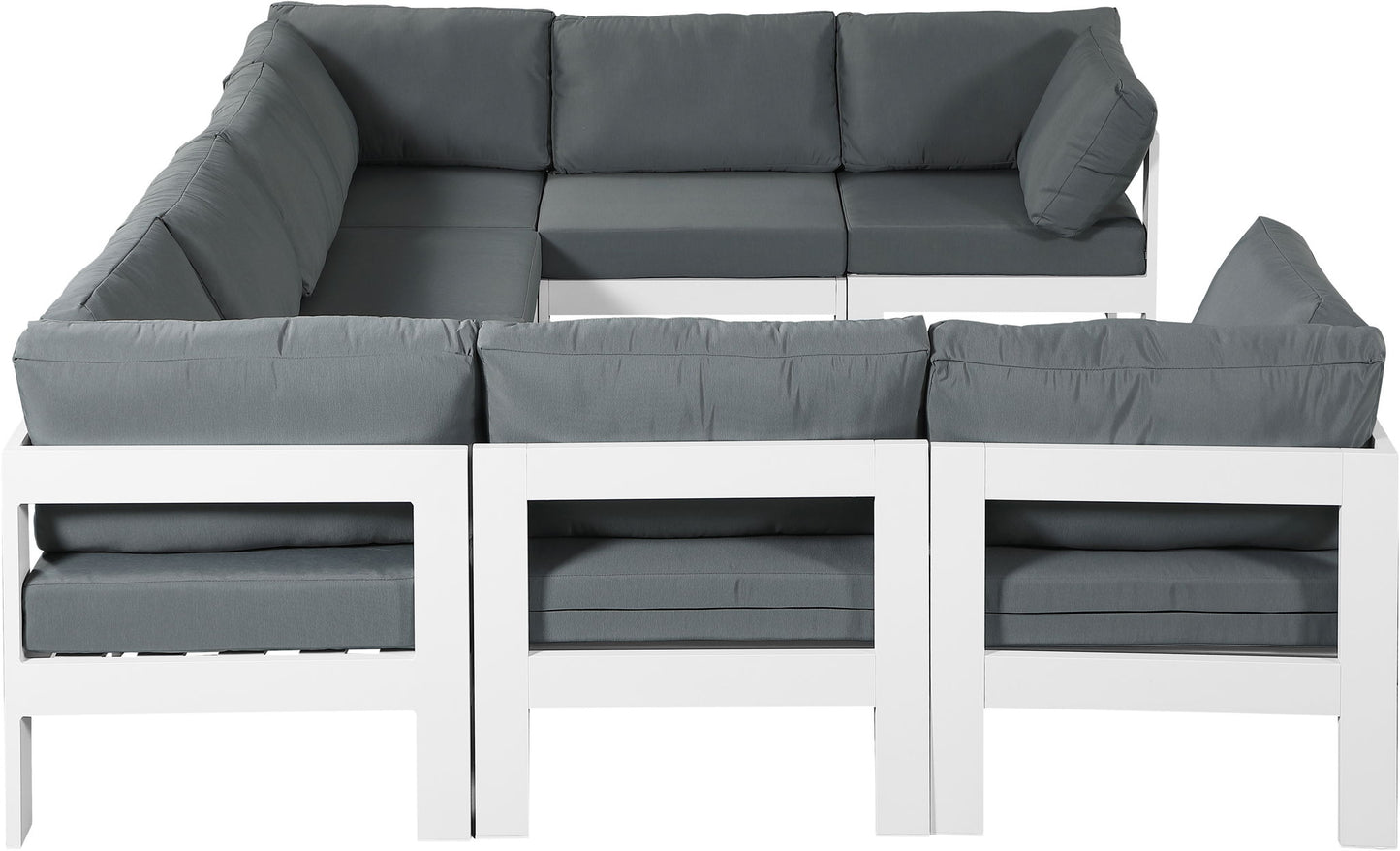 Nizuc - Outdoor Patio 8 Piece Modular Sectional With White Frame