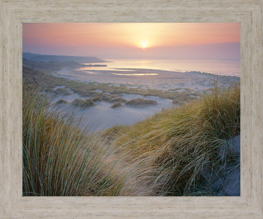 Misty Shoreline Glow - 28" x 34" Framed Wall Art