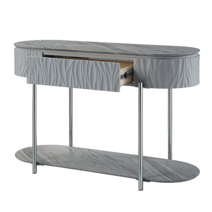 Yukino - Sofa Table - Gray High Gloss & Chrome