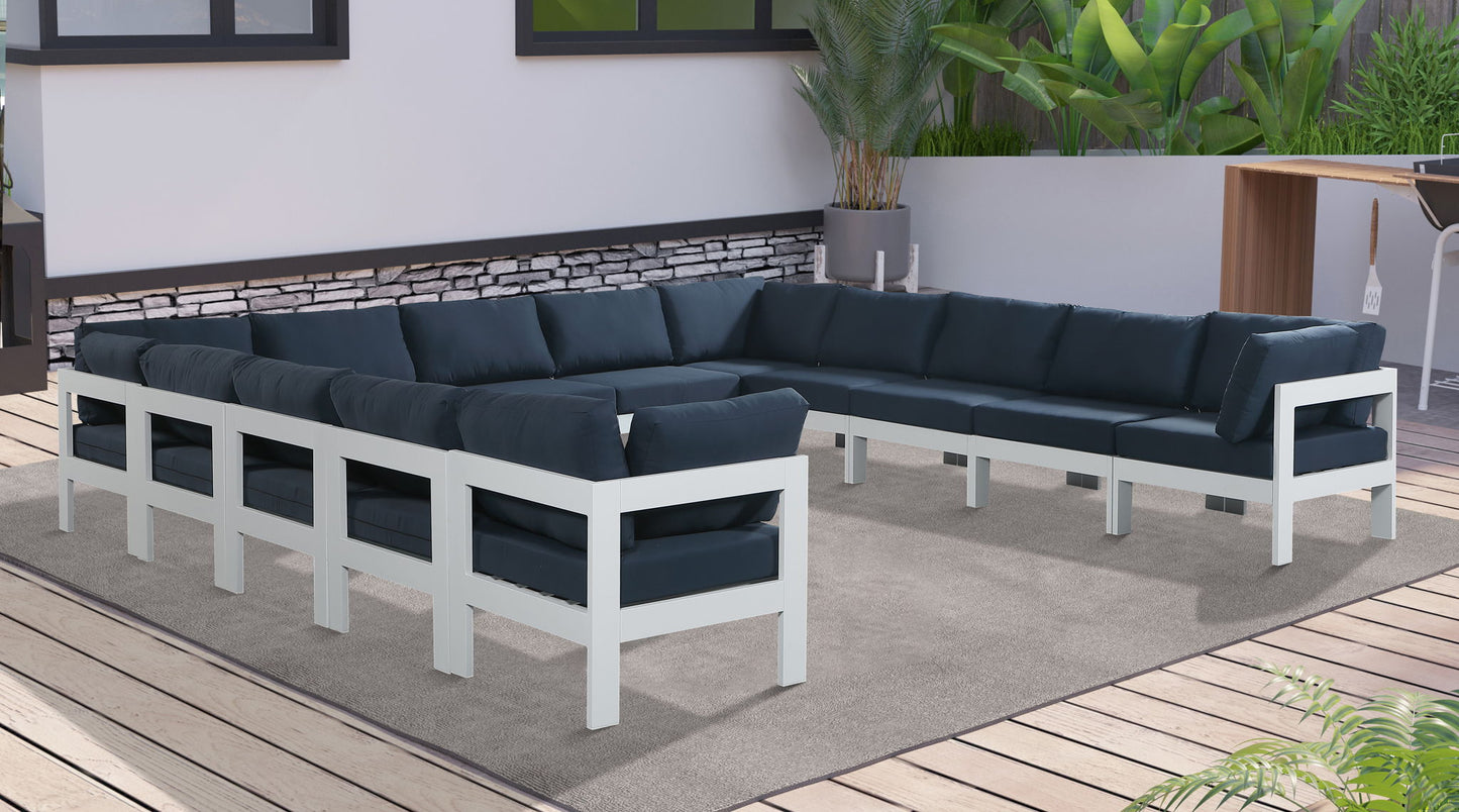 Nizuc - Outdoor Patio 13 Piece Modular Sectional With White Frame