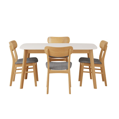 5 Piece Dining Set With Table And Upholstered Chairs
