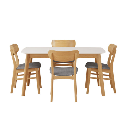 5 Piece Dining Set With Table And Upholstered Chairs