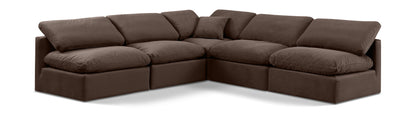 Indulge - Velvet 5 Piece Modular Corner Armless Sectional