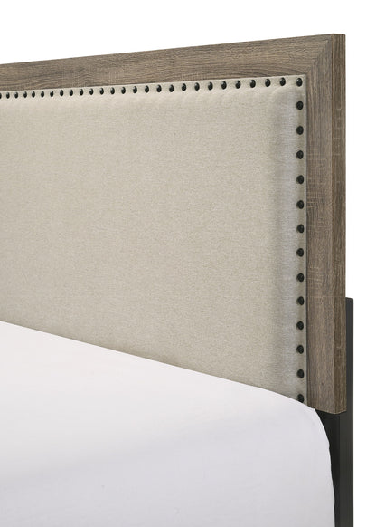 Millie - Queen 4 Piece Upholstered Bedroom Set - Warm Gray