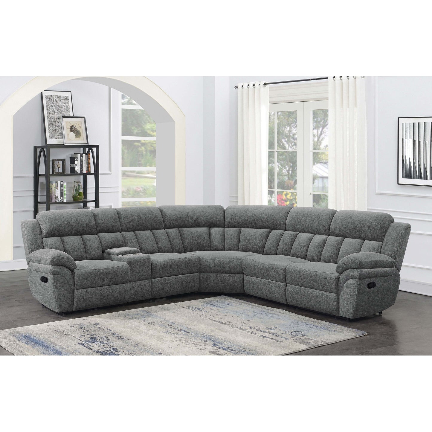 Divine - 6 Piece Reclining Sectional Sofa With Manual Recliners - Charcoal