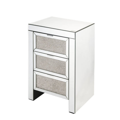 Noralie - Accent Table, 3 Storage Drawers - Mirrored & Faux Diamonds
