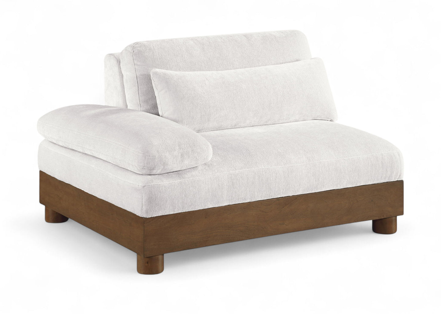 Turin - Chenille Fabric Upholstered Modular Arm Chair - Walnut Base