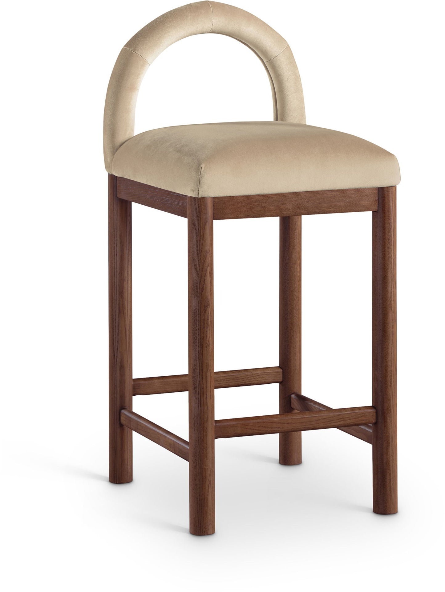 Conrad - Velvet Counter Stool With Brown Legs