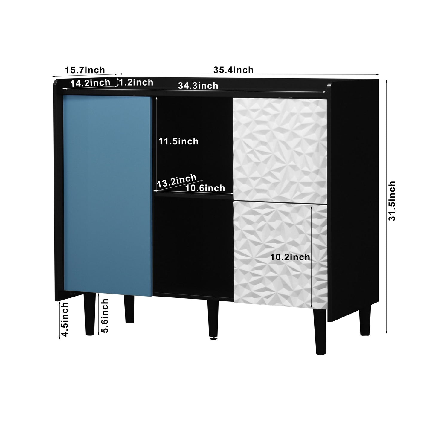 Modern Sideboard Buffet Cabinet With Doors And Unique Panel Styling